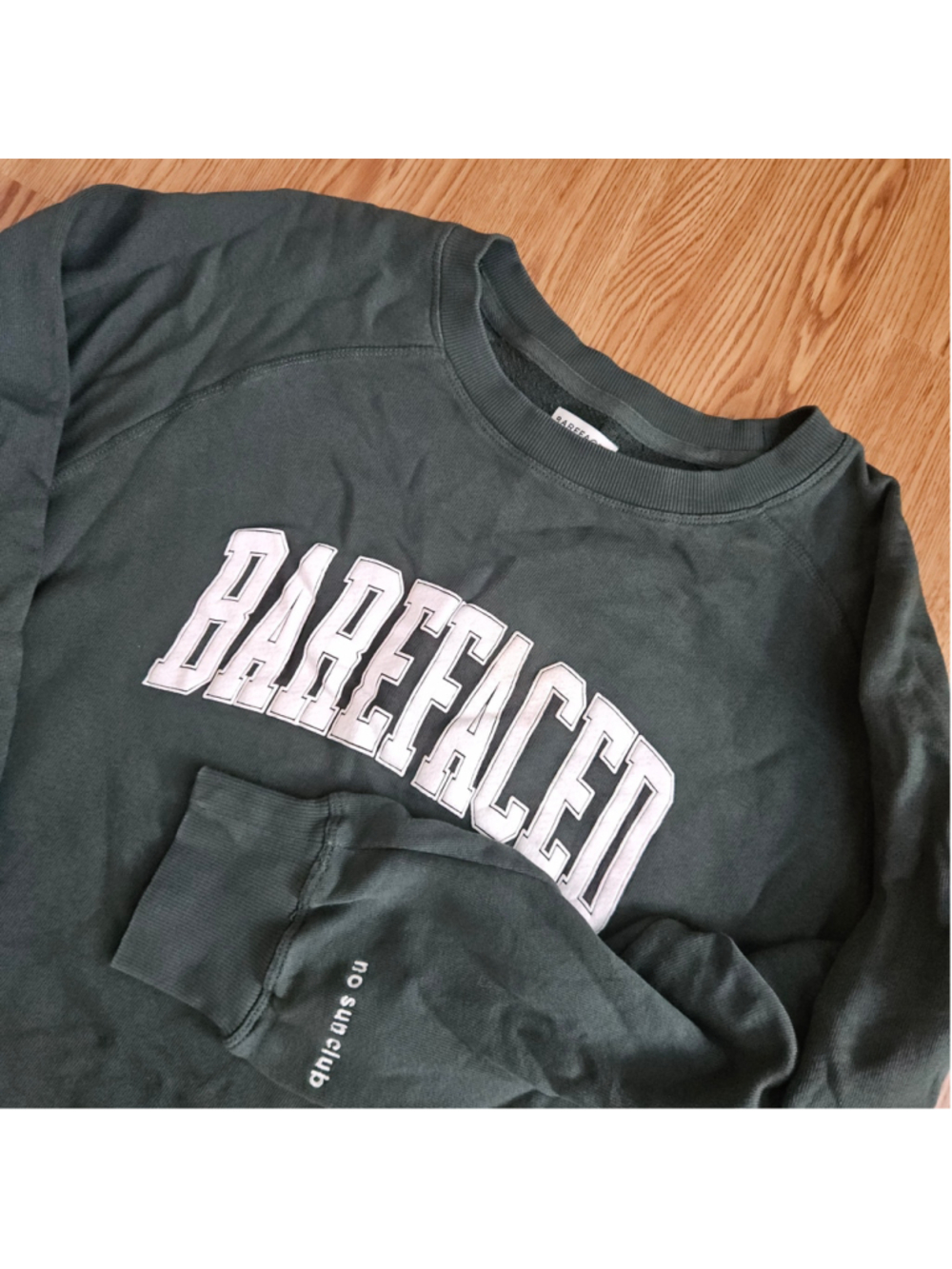 Barefaced Varsity Crewneck Graphic No Sun Club Sweatshirt Green Womens Large